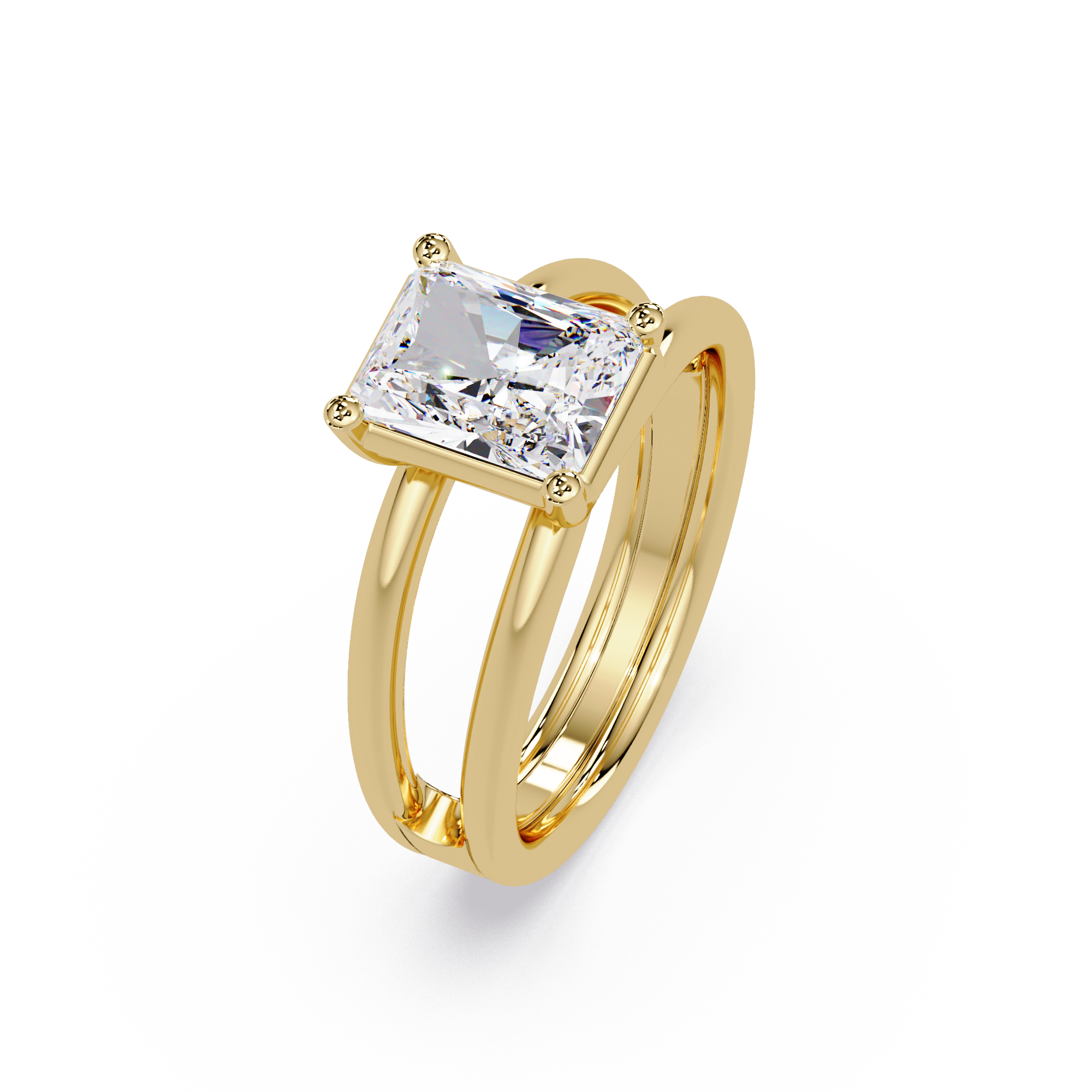 Exquisite East-West Radiant Cut Diamond Ring