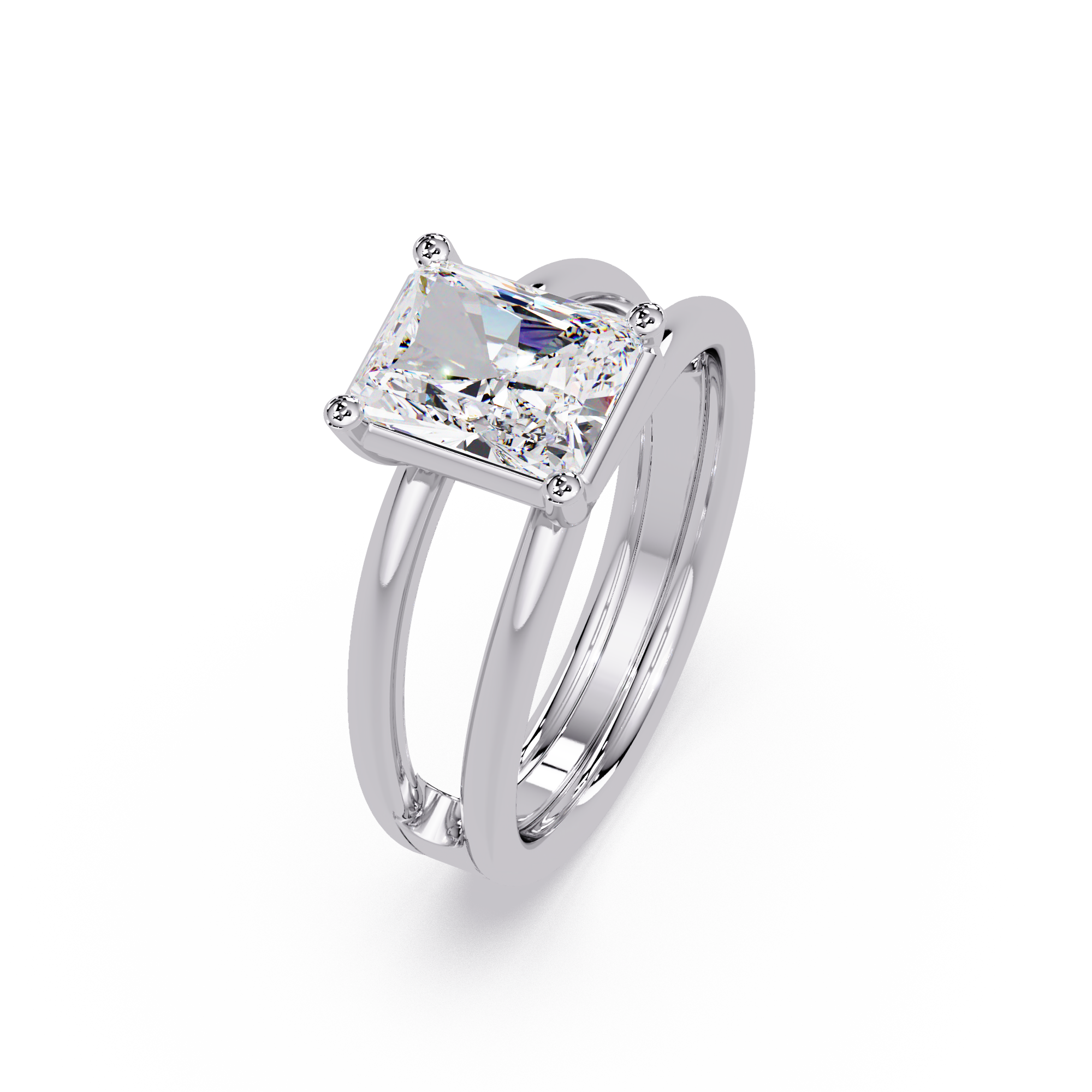 Exquisite East-West Radiant Cut Diamond Ring