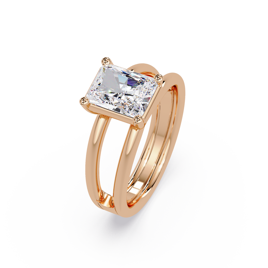 Exquisite East-West Radiant Cut Diamond Ring