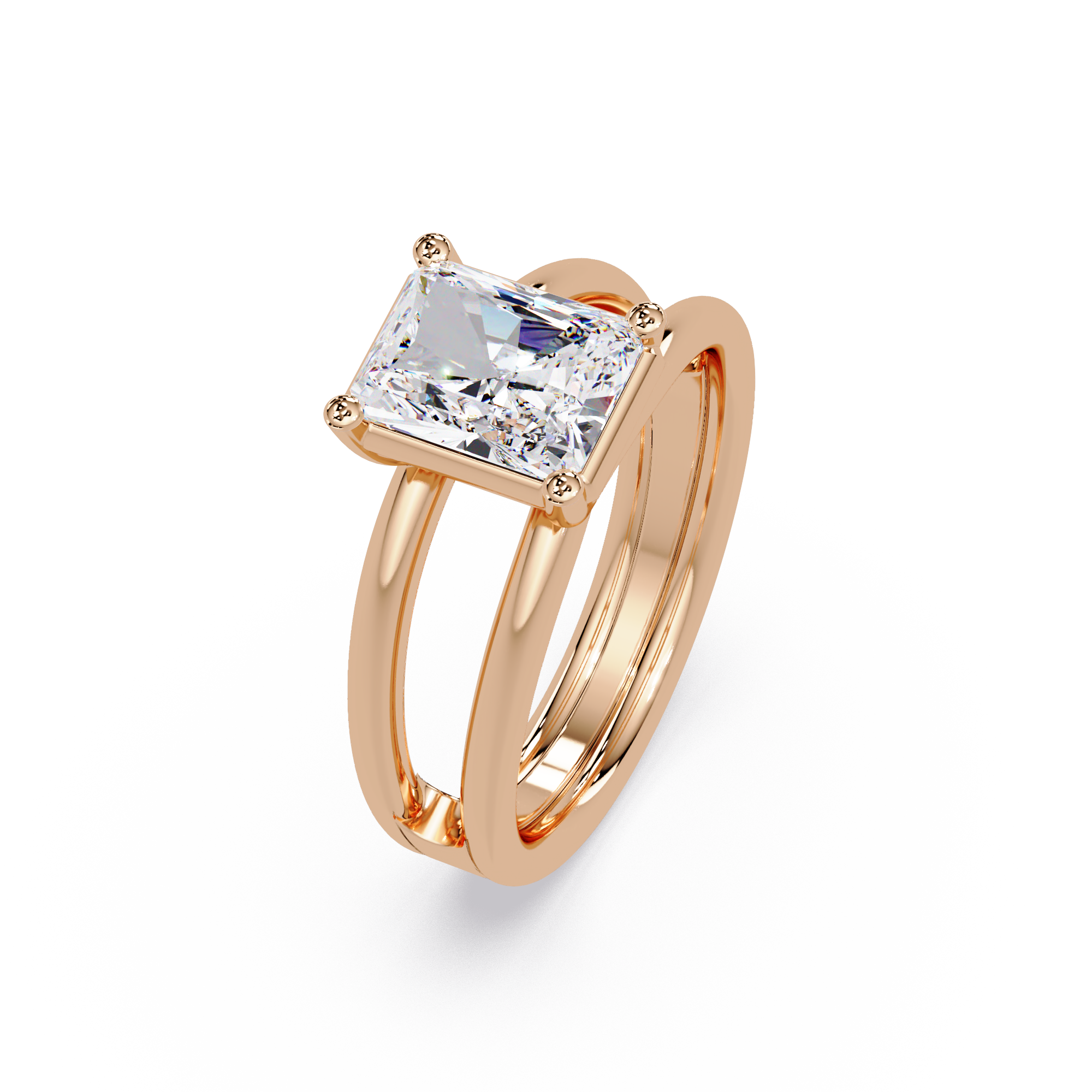 Exquisite East-West Radiant Cut Diamond Ring