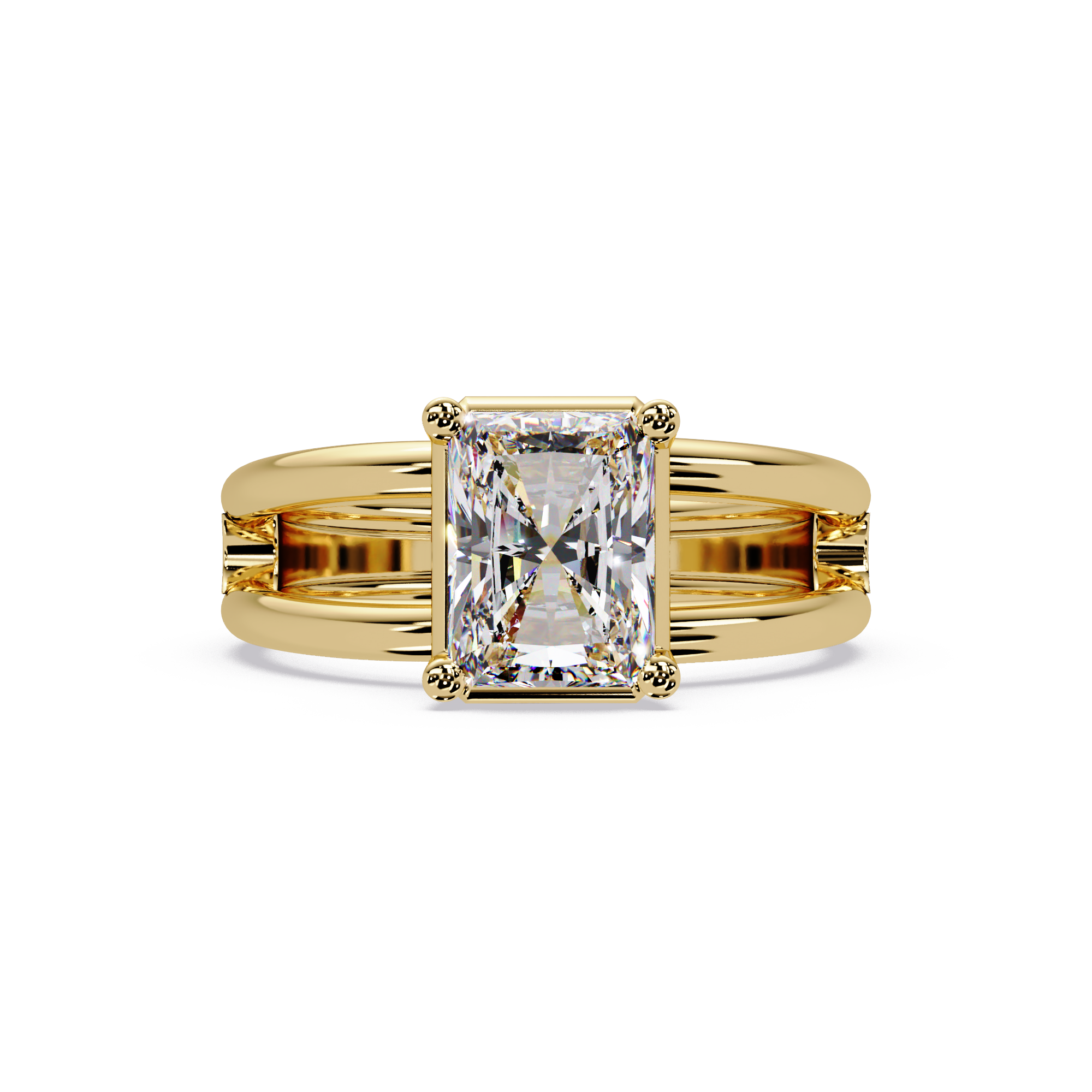 Exquisite East-West Radiant Cut Diamond Ring