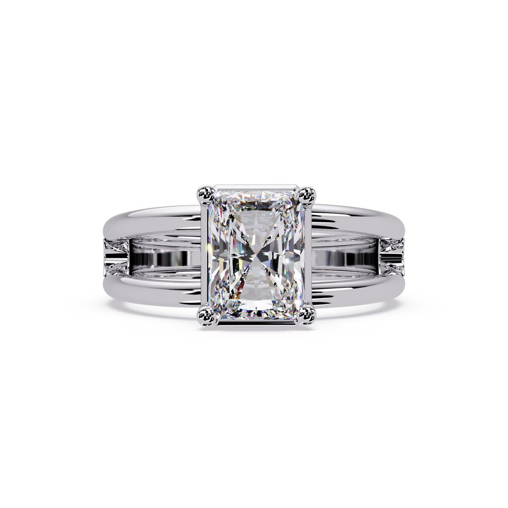 Exquisite East-West Radiant Cut Diamond Ring