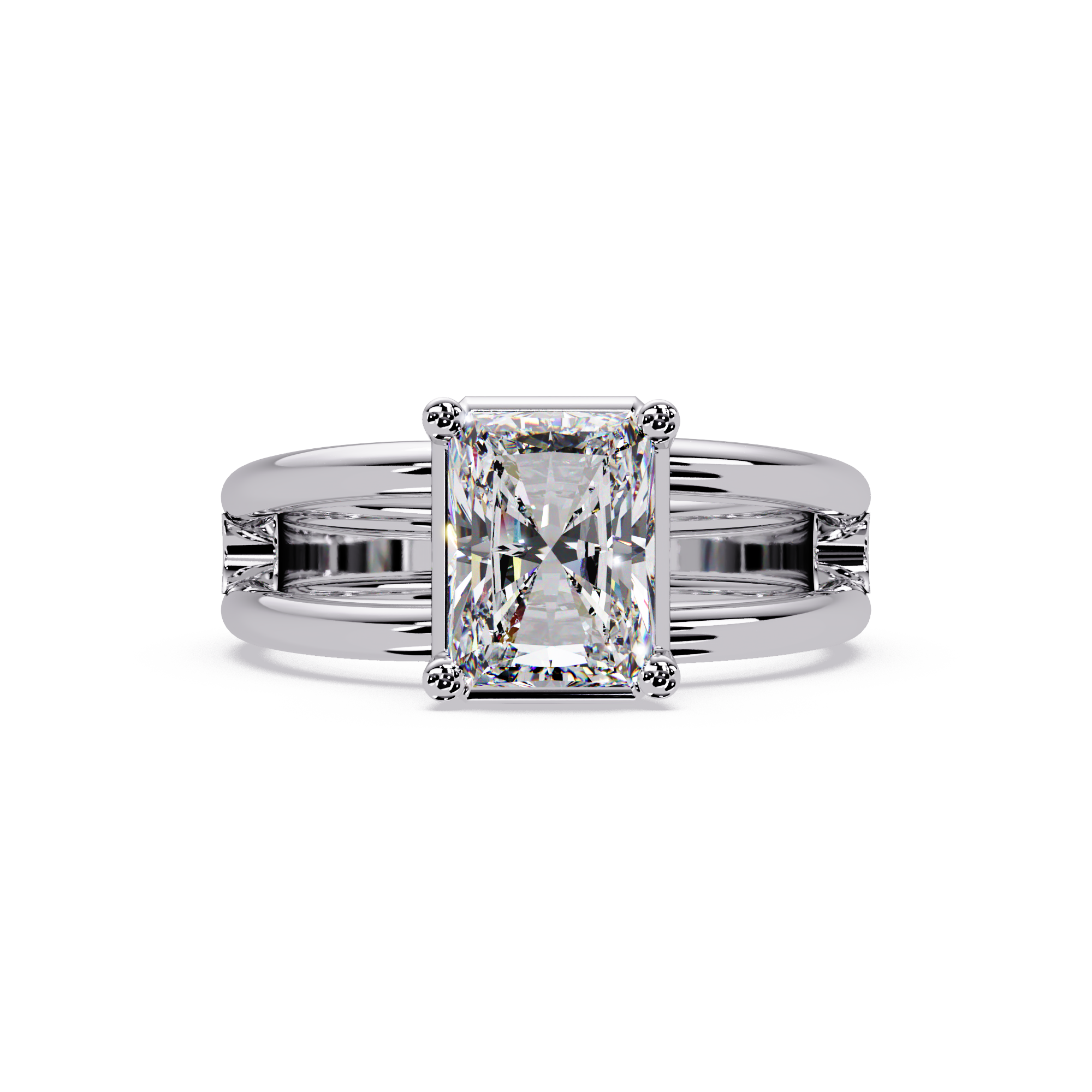 Exquisite East-West Radiant Cut Diamond Ring