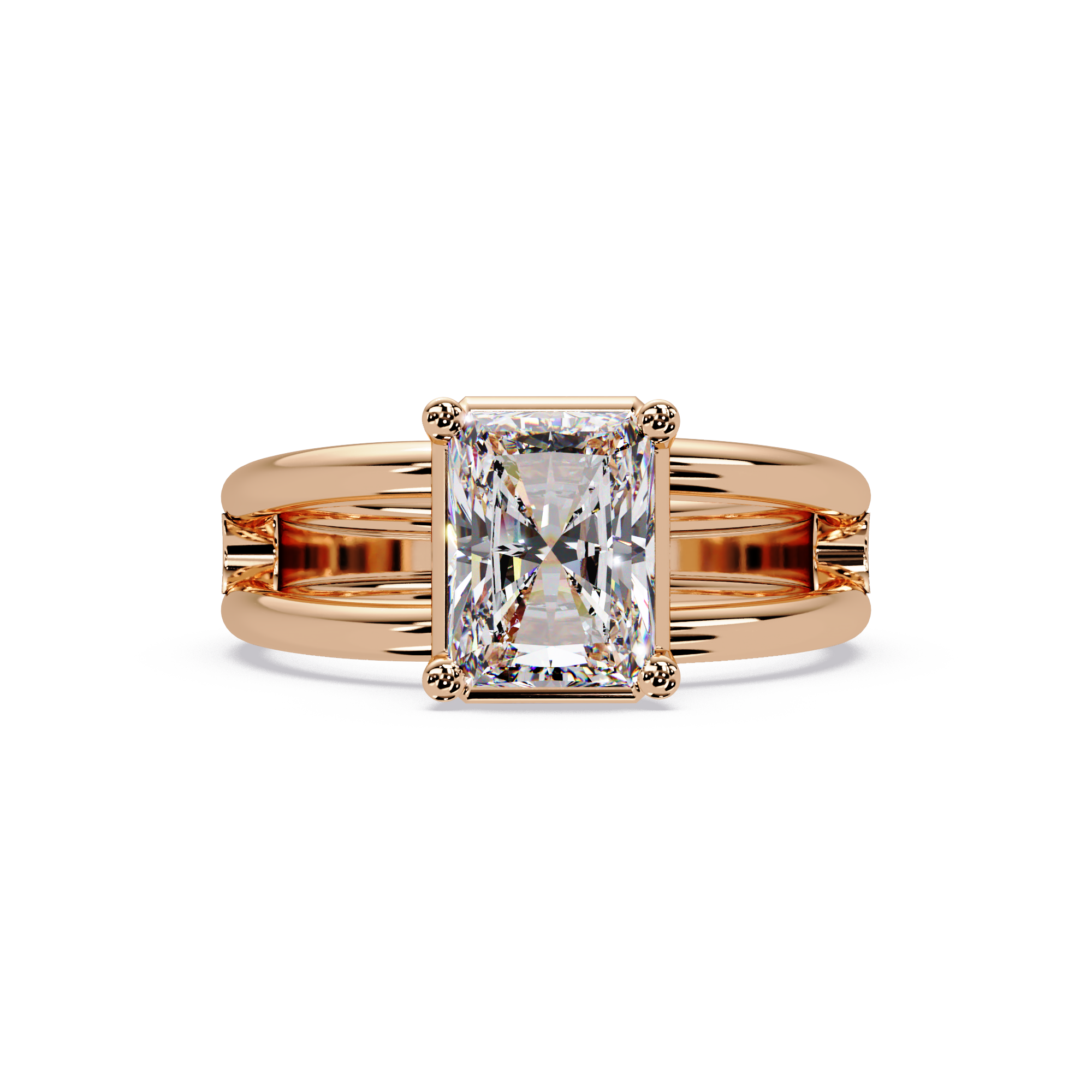 Exquisite East-West Radiant Cut Diamond Ring