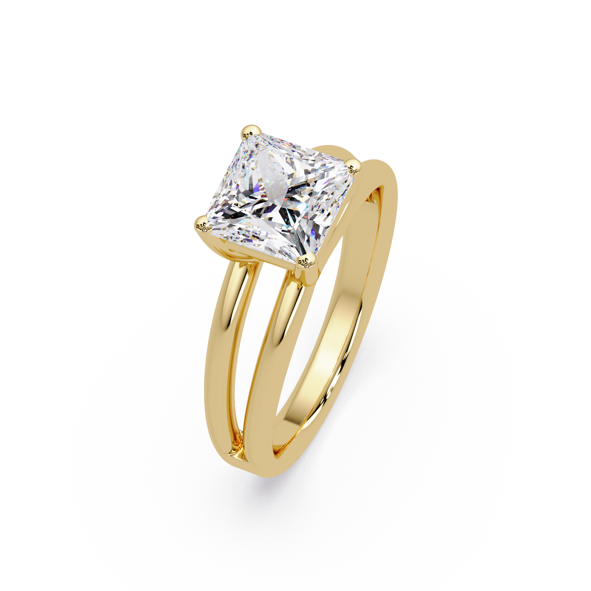 Exquisite Princess Cut Diamond Split Dual-Band Ring