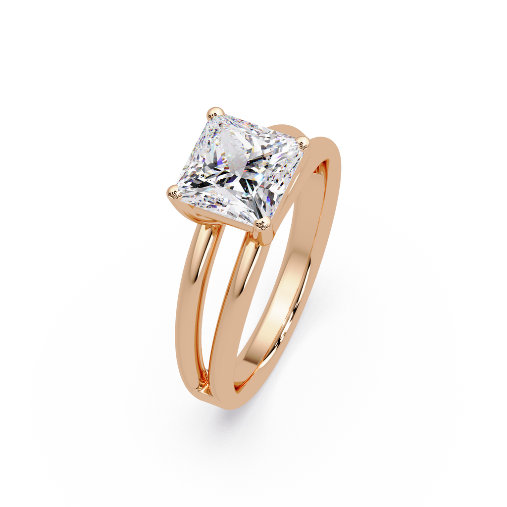 Exquisite Princess Cut Diamond Split Dual-Band Ring