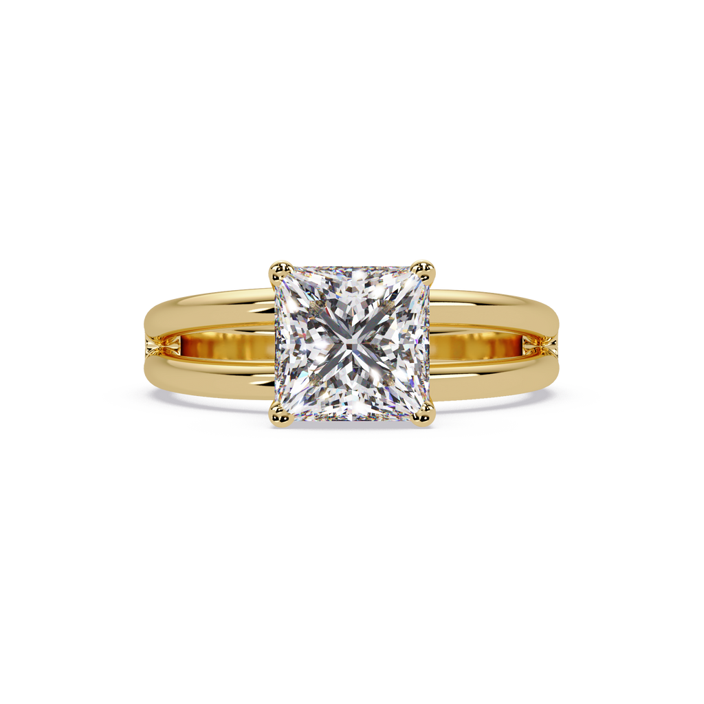 Exquisite Princess Cut Diamond Split Dual-Band Ring