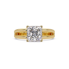 Exquisite Princess Cut Diamond Split Dual-Band Ring