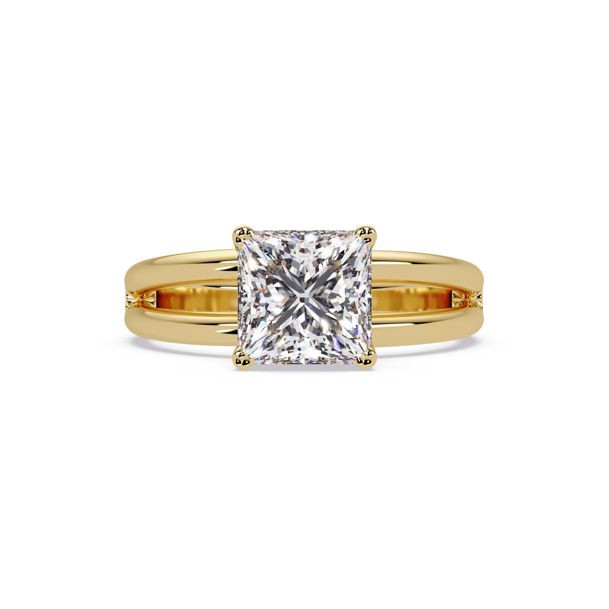 Exquisite Princess Cut Diamond Split Dual-Band Ring