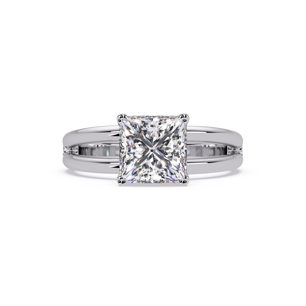 Exquisite Princess Cut Diamond Split Dual-Band Ring