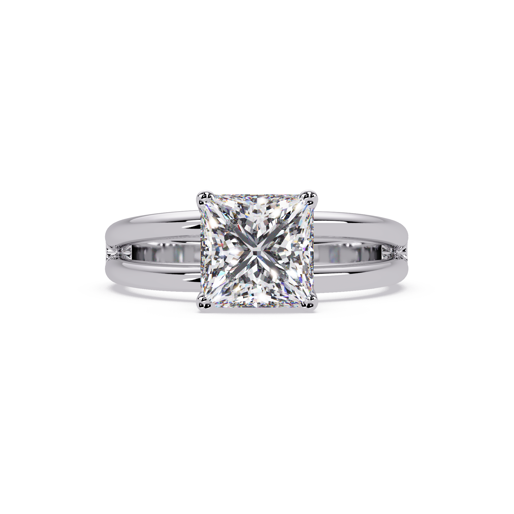 Exquisite Princess Cut Diamond Split Dual-Band Ring