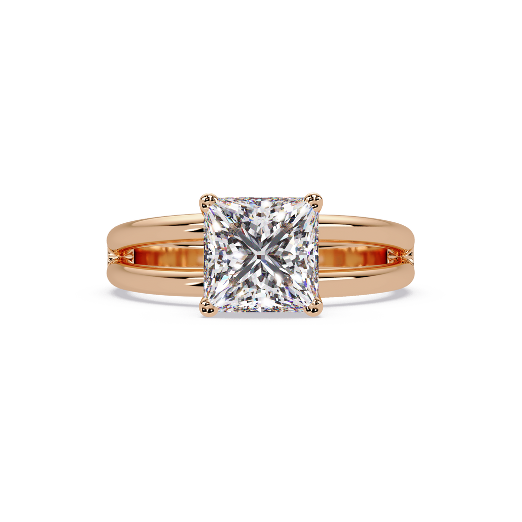 Exquisite Princess Cut Diamond Split Dual-Band Ring