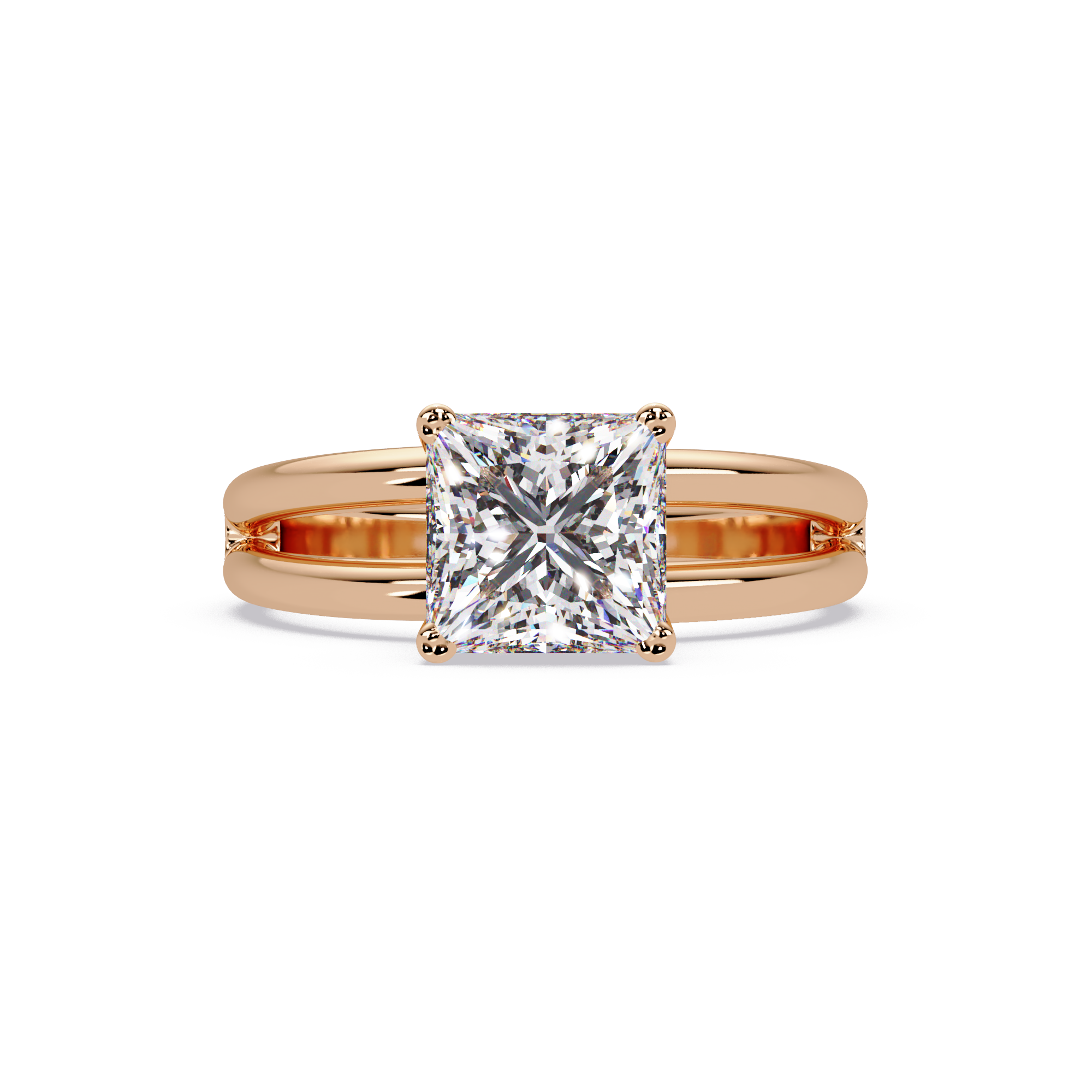 Exquisite Princess Cut Diamond Split Dual-Band Ring