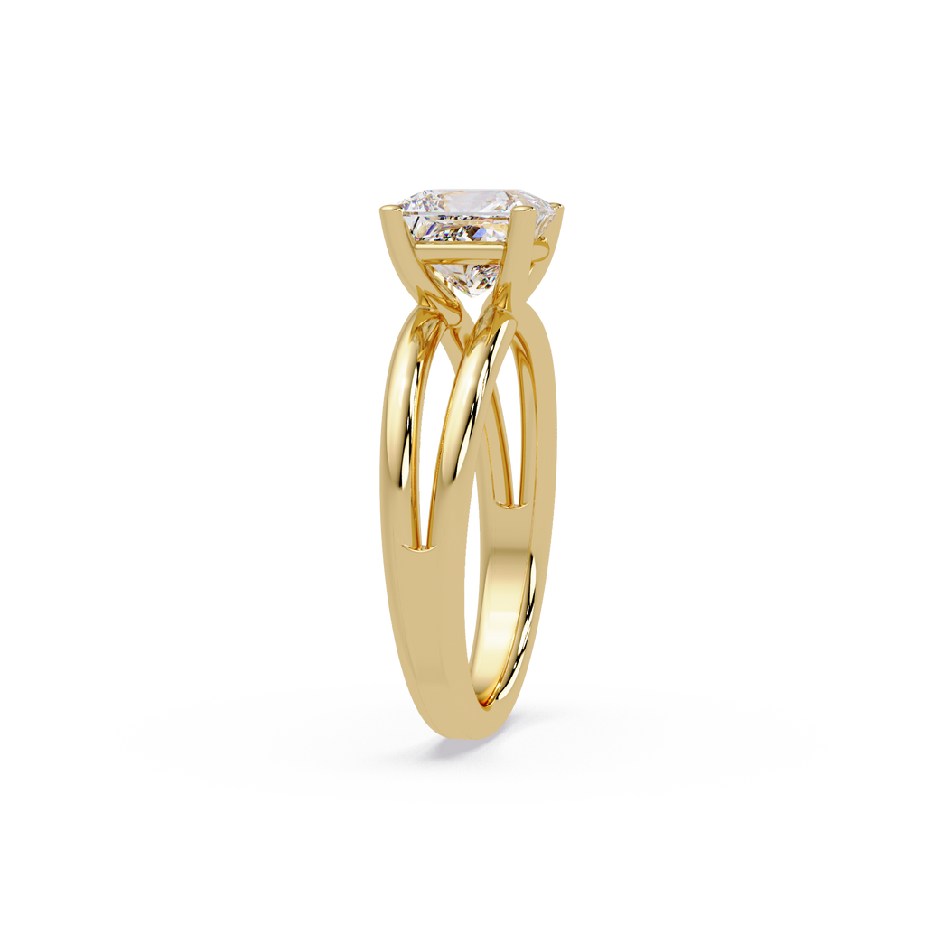 Exquisite Princess Cut Diamond Split Dual-Band Ring