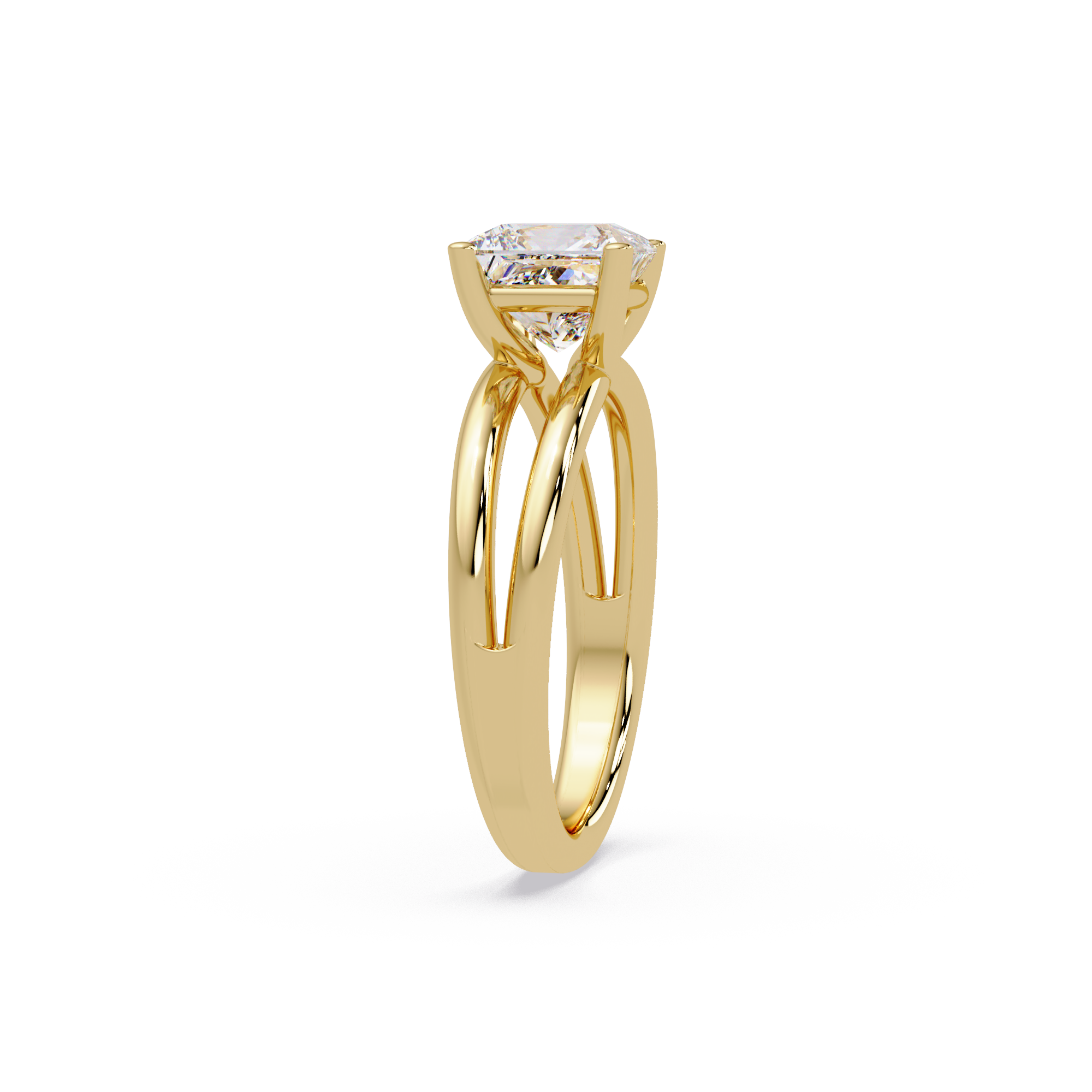 Exquisite Princess Cut Diamond Split Dual-Band Ring