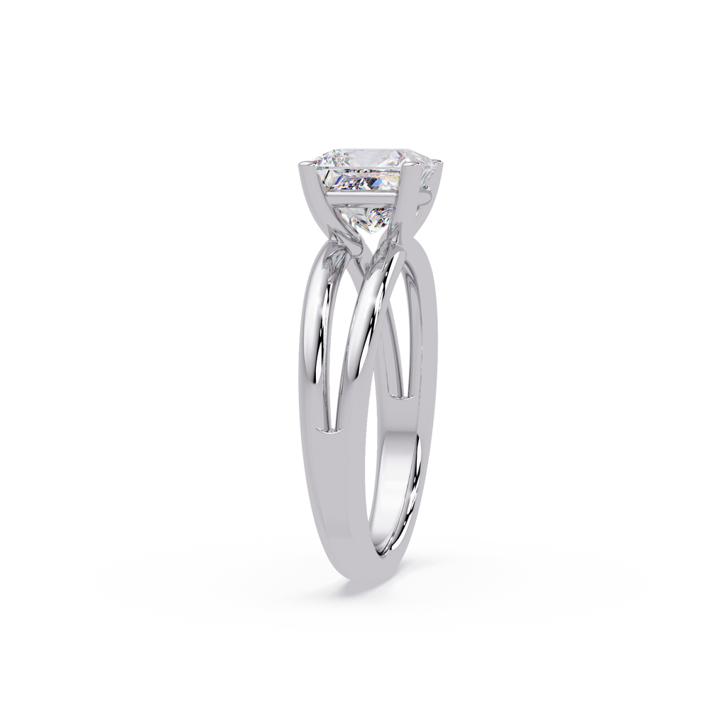 Exquisite Princess Cut Diamond Split Dual-Band Ring