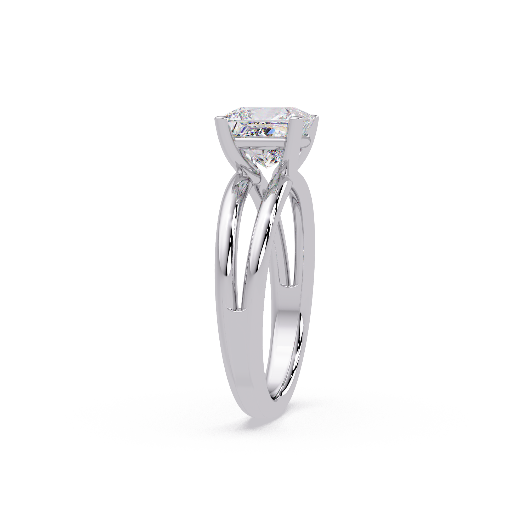 Exquisite Princess Cut Diamond Split Dual-Band Ring