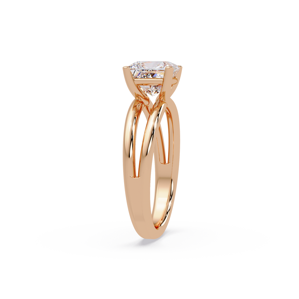 Exquisite Princess Cut Diamond Split Dual-Band Ring
