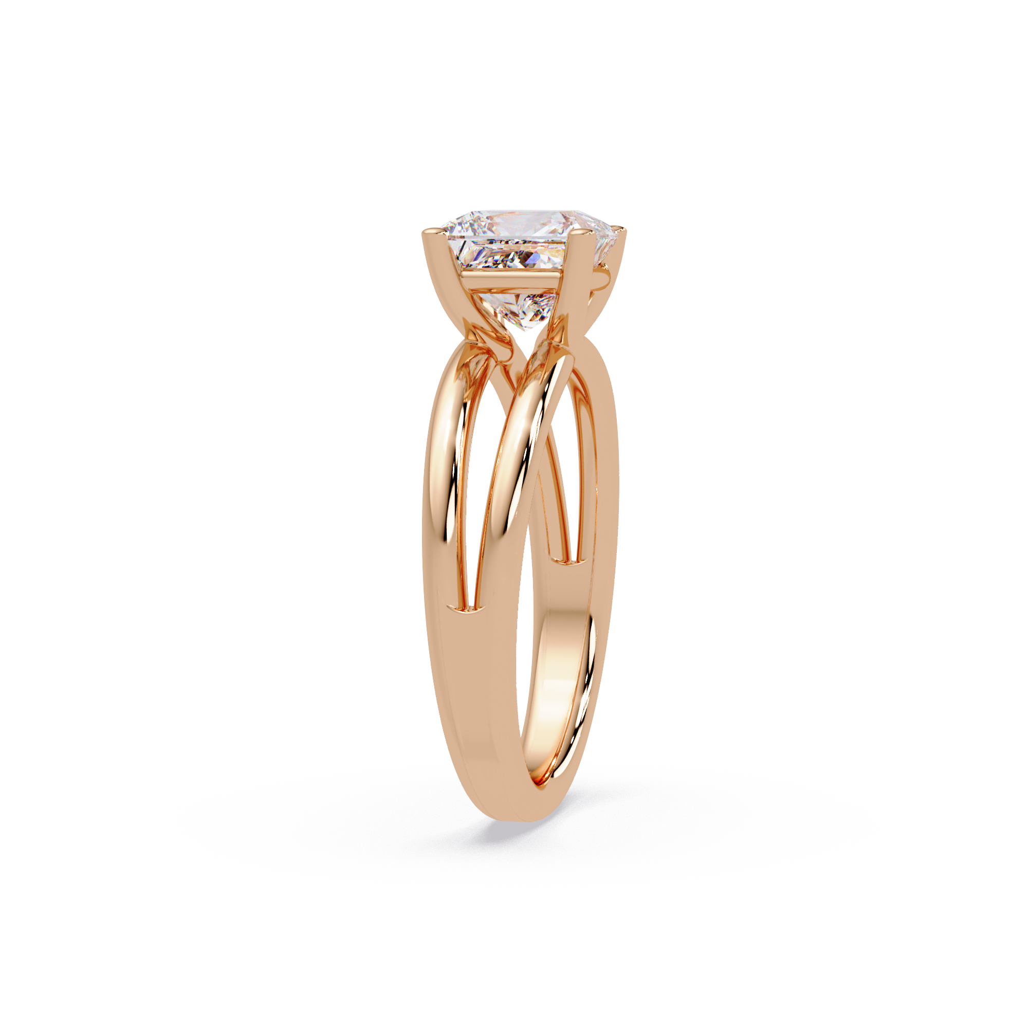 Exquisite Princess Cut Diamond Split Dual-Band Ring