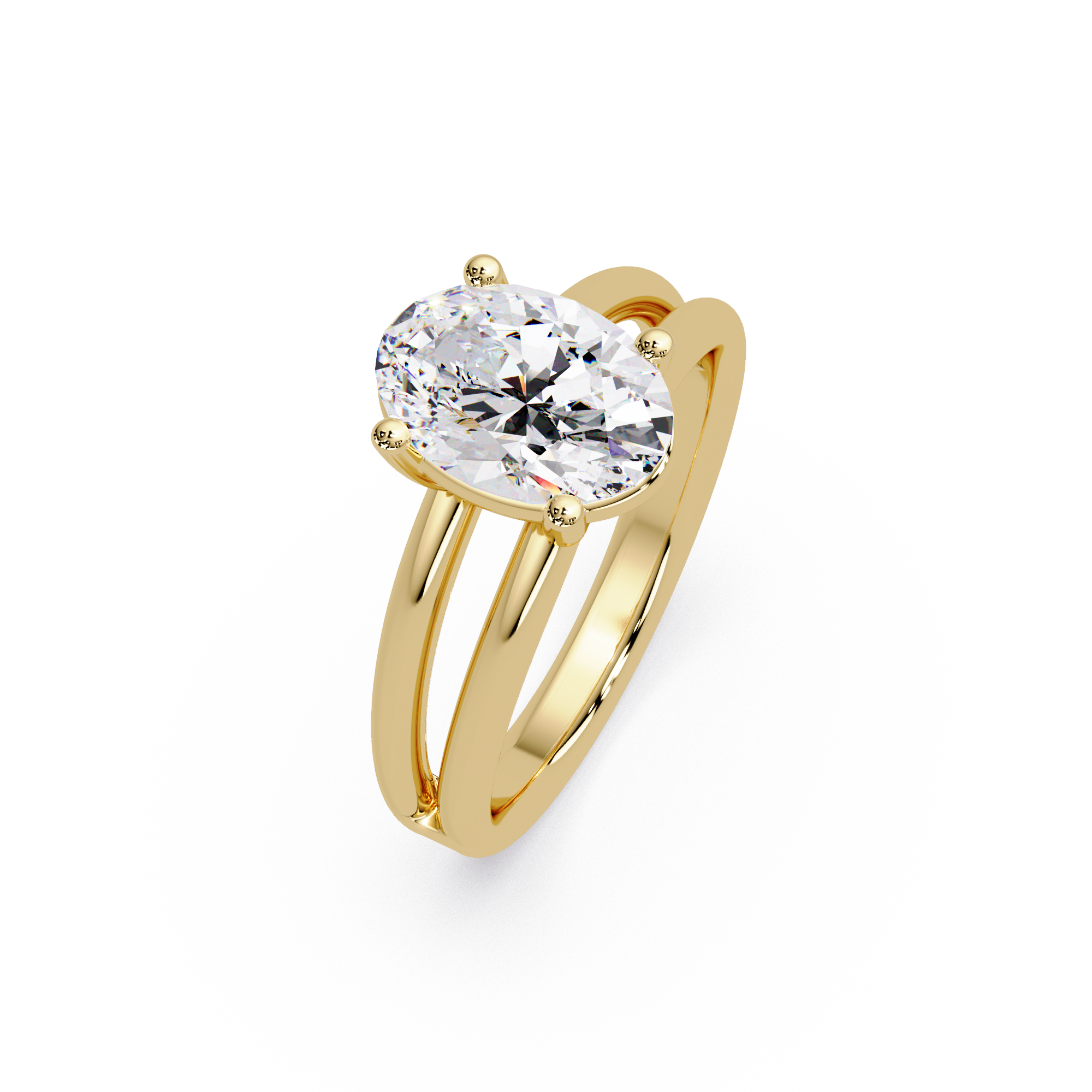 Exquisite Oval Cut Diamond Split Dual-Band Ring