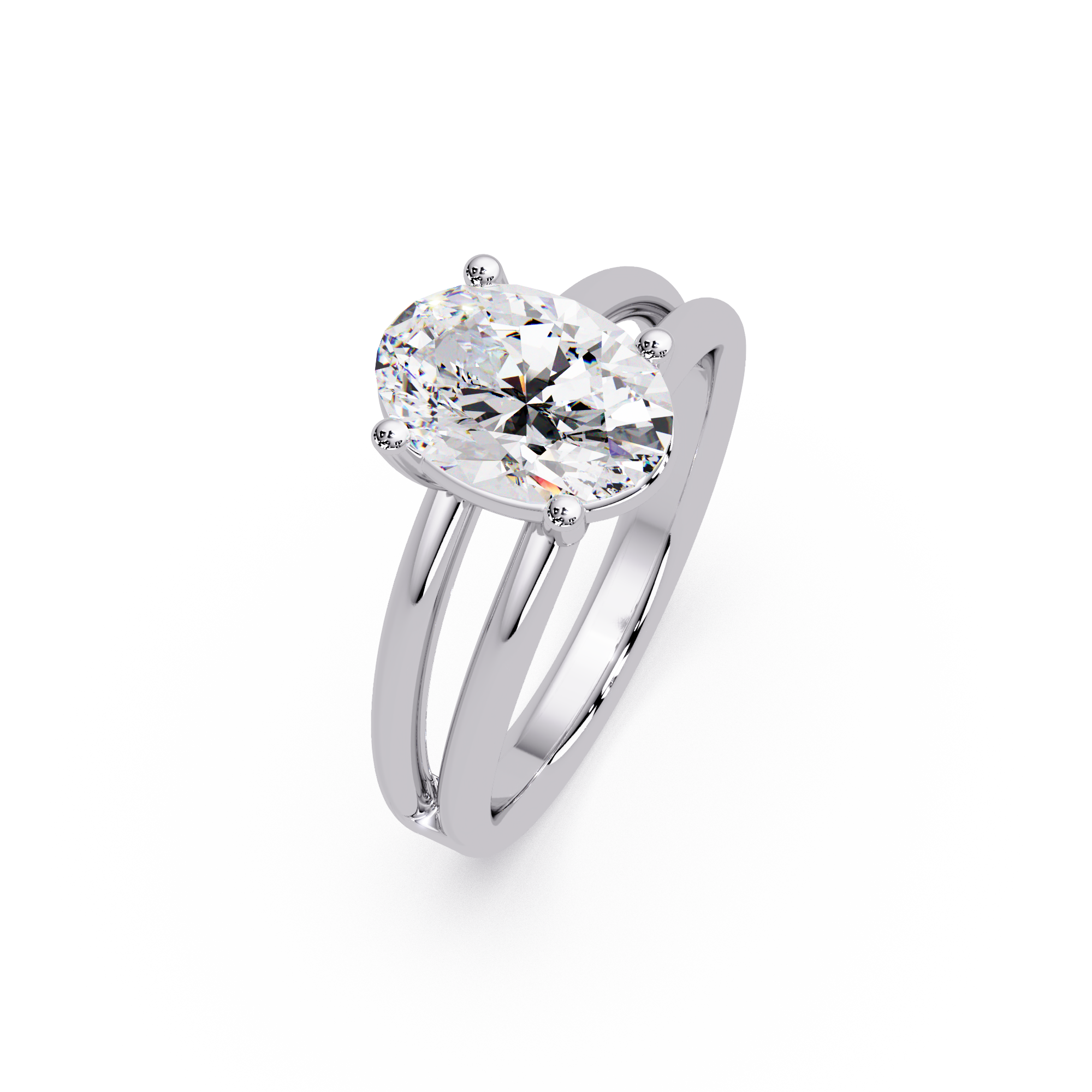 Exquisite Oval Cut Diamond Split Dual-Band Ring