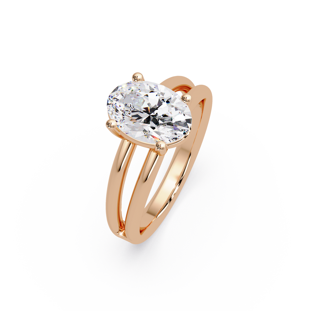Exquisite Oval Cut Diamond Split Dual-Band Ring