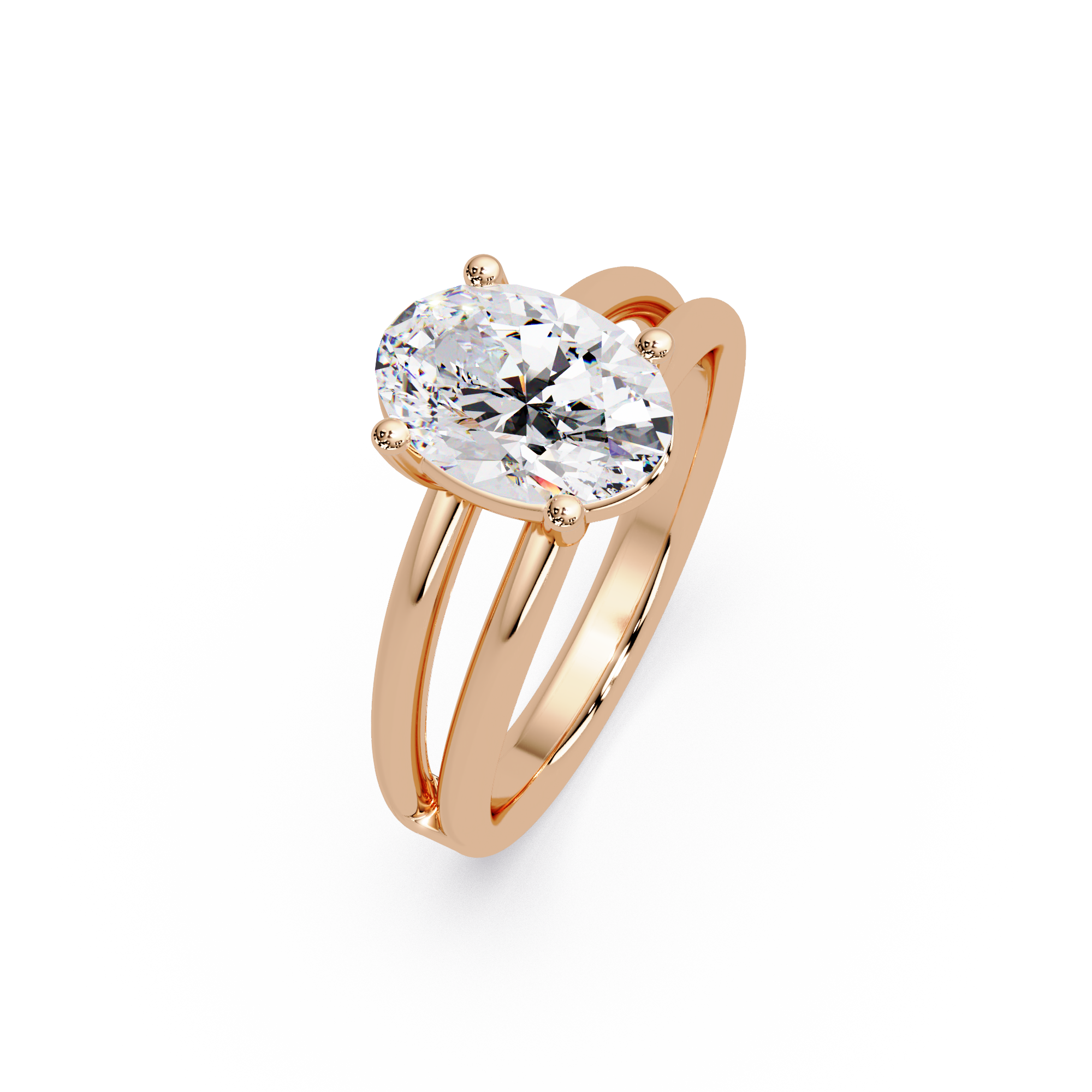 Exquisite Oval Cut Diamond Split Dual-Band Ring