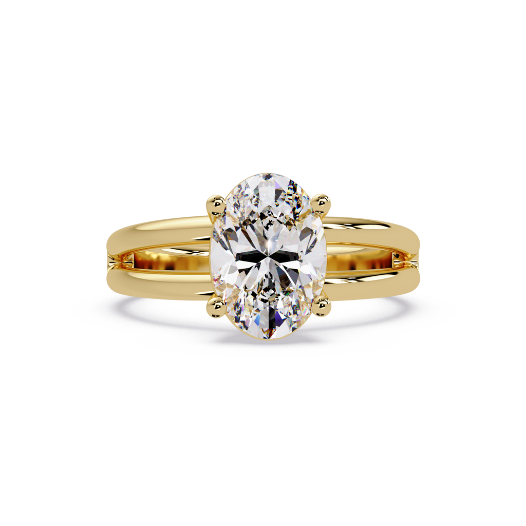 Exquisite Oval Cut Diamond Split Dual-Band Ring