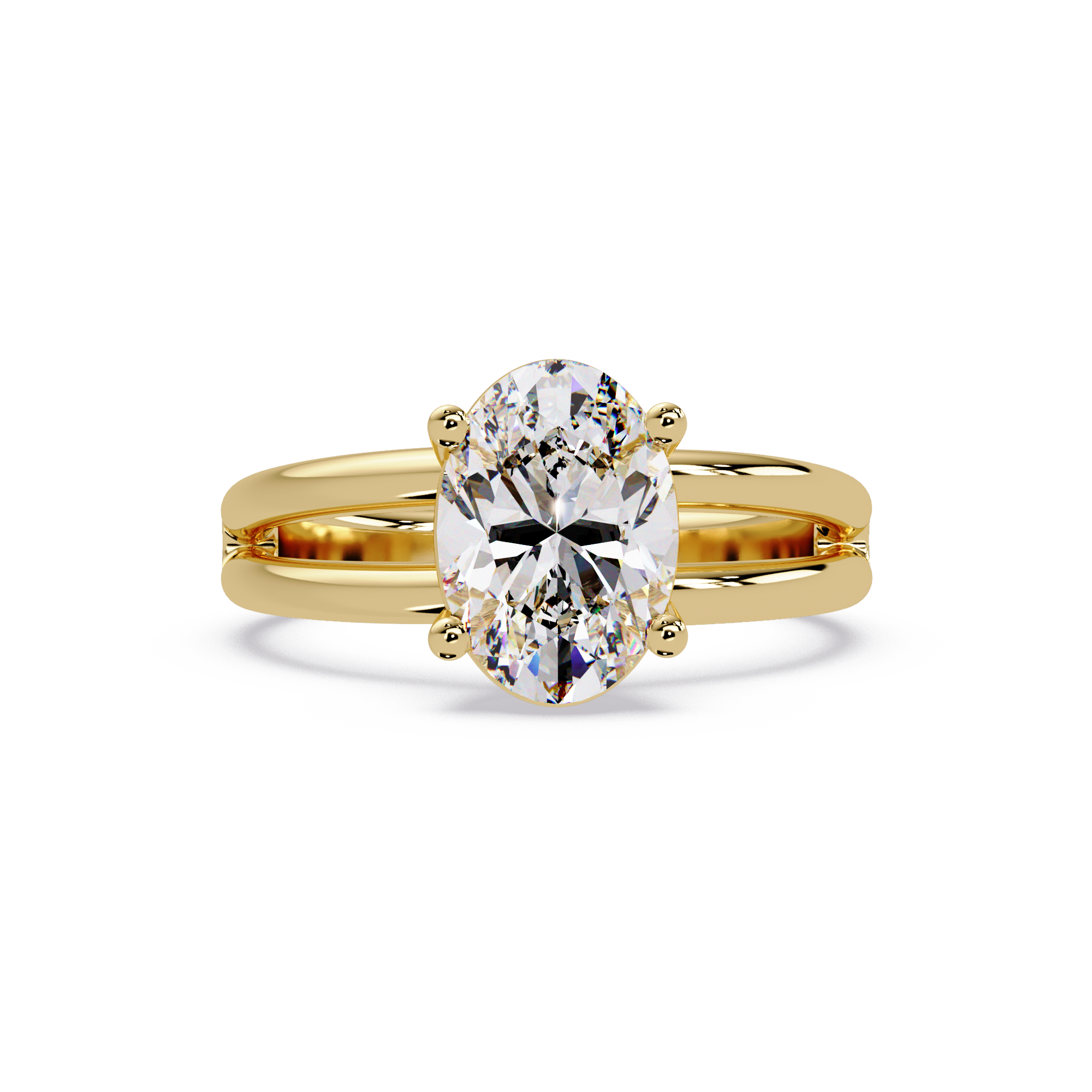 Exquisite Oval Cut Diamond Split Dual-Band Ring