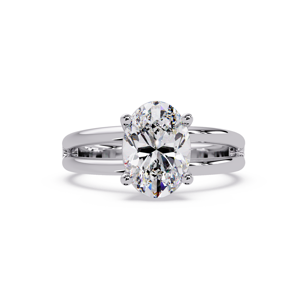 Exquisite Oval Cut Diamond Split Dual-Band Ring