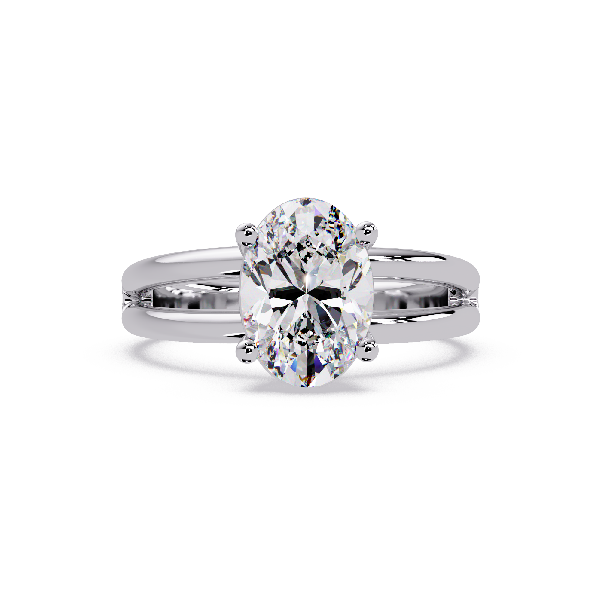 Exquisite Oval Cut Diamond Split Dual-Band Ring