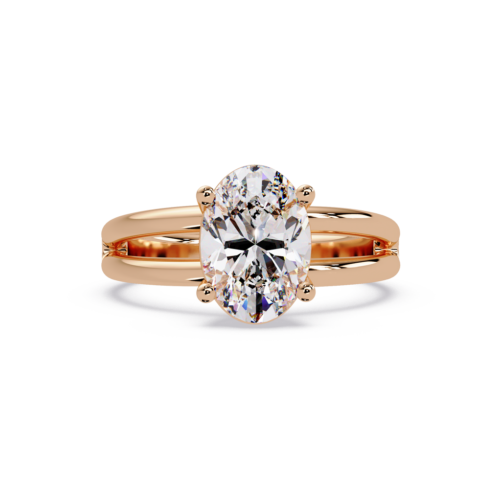 Exquisite Oval Cut Diamond Split Dual-Band Ring