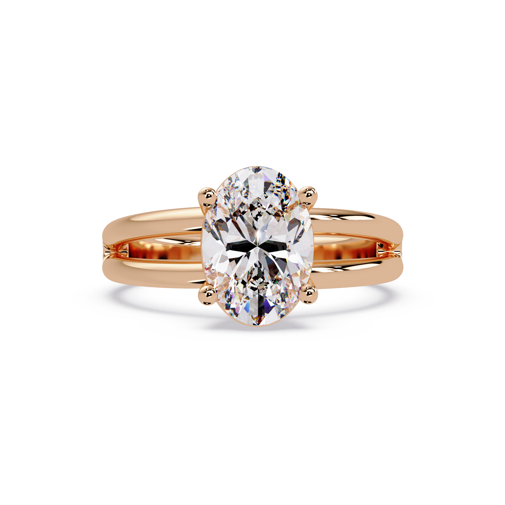 Exquisite Oval Cut Diamond Split Dual-Band Ring