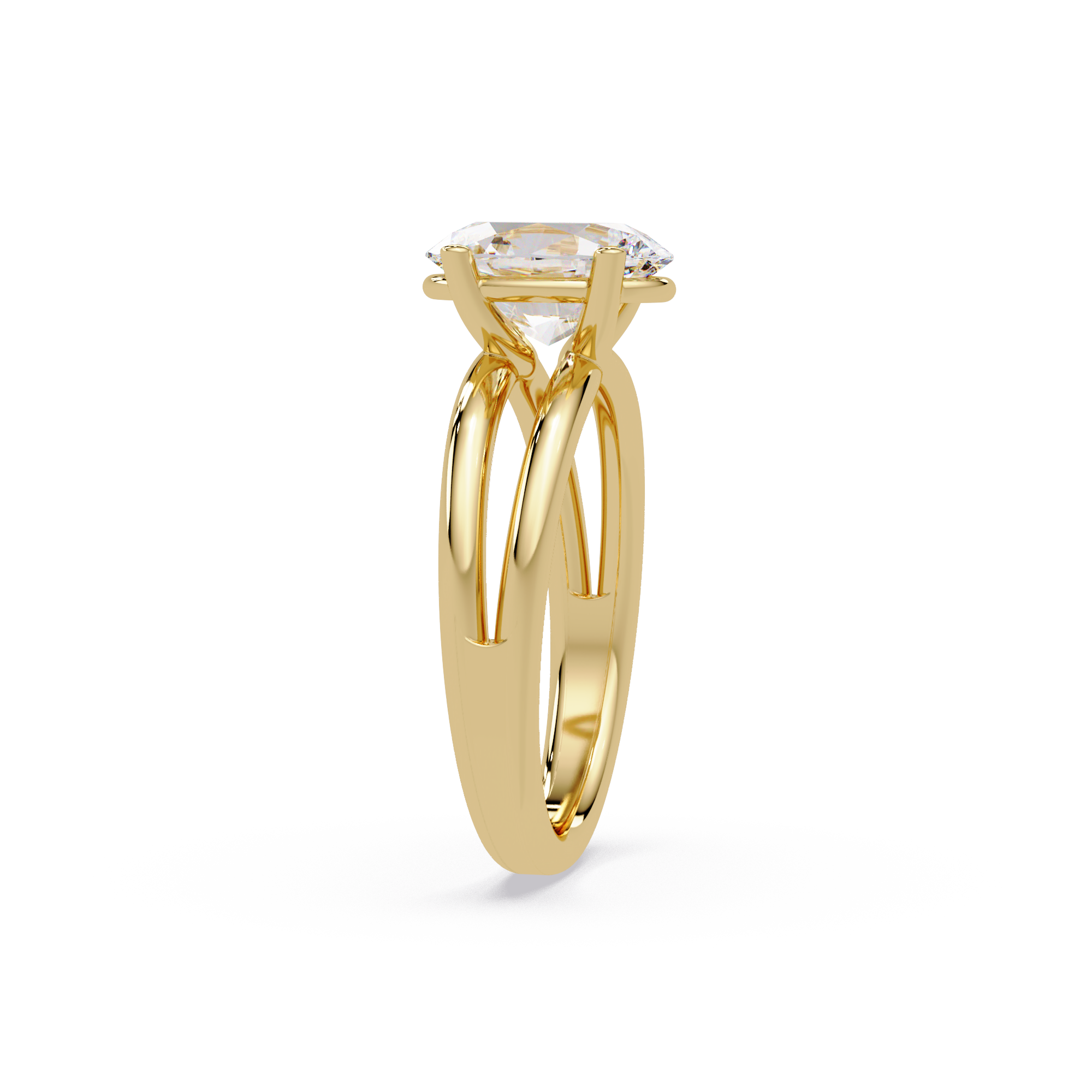 Exquisite Oval Cut Diamond Split Dual-Band Ring