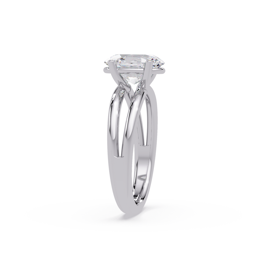 Exquisite Oval Cut Diamond Split Dual-Band Ring