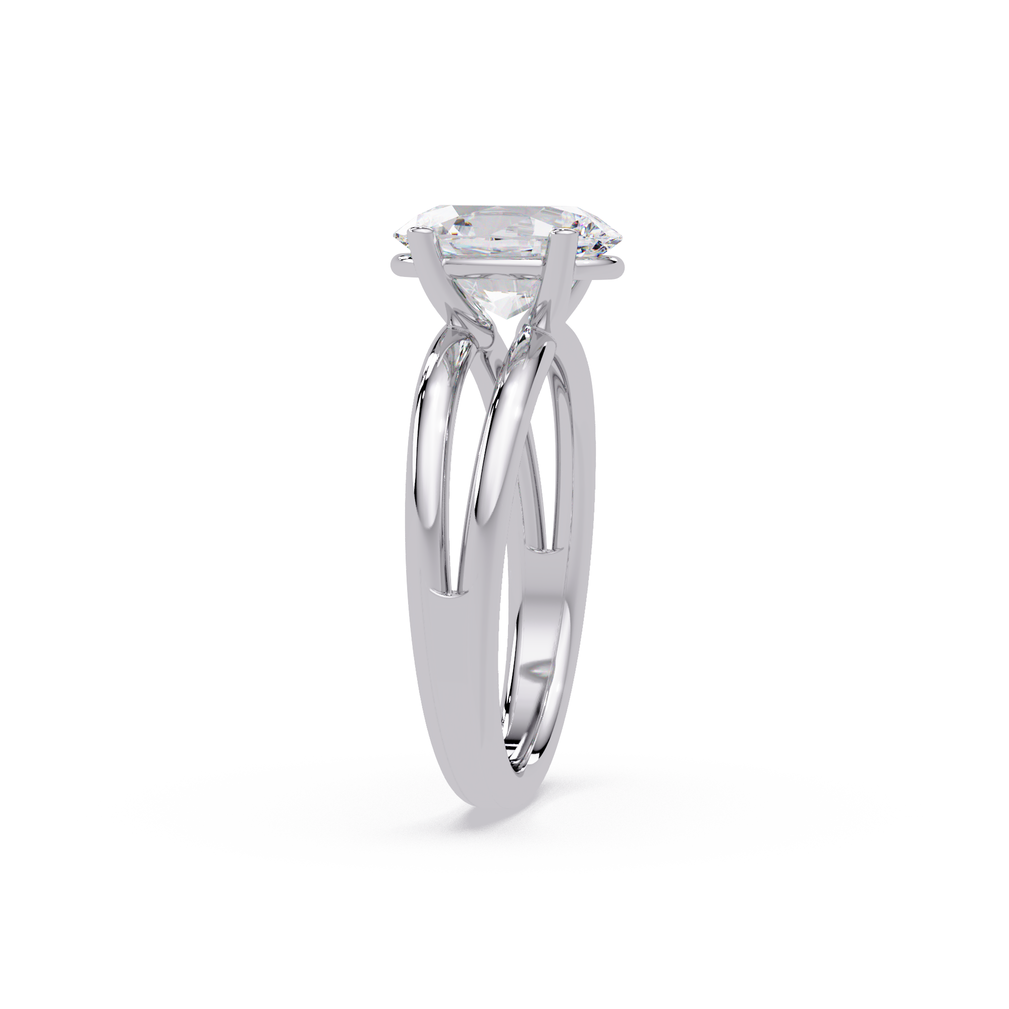 Exquisite Oval Cut Diamond Split Dual-Band Ring