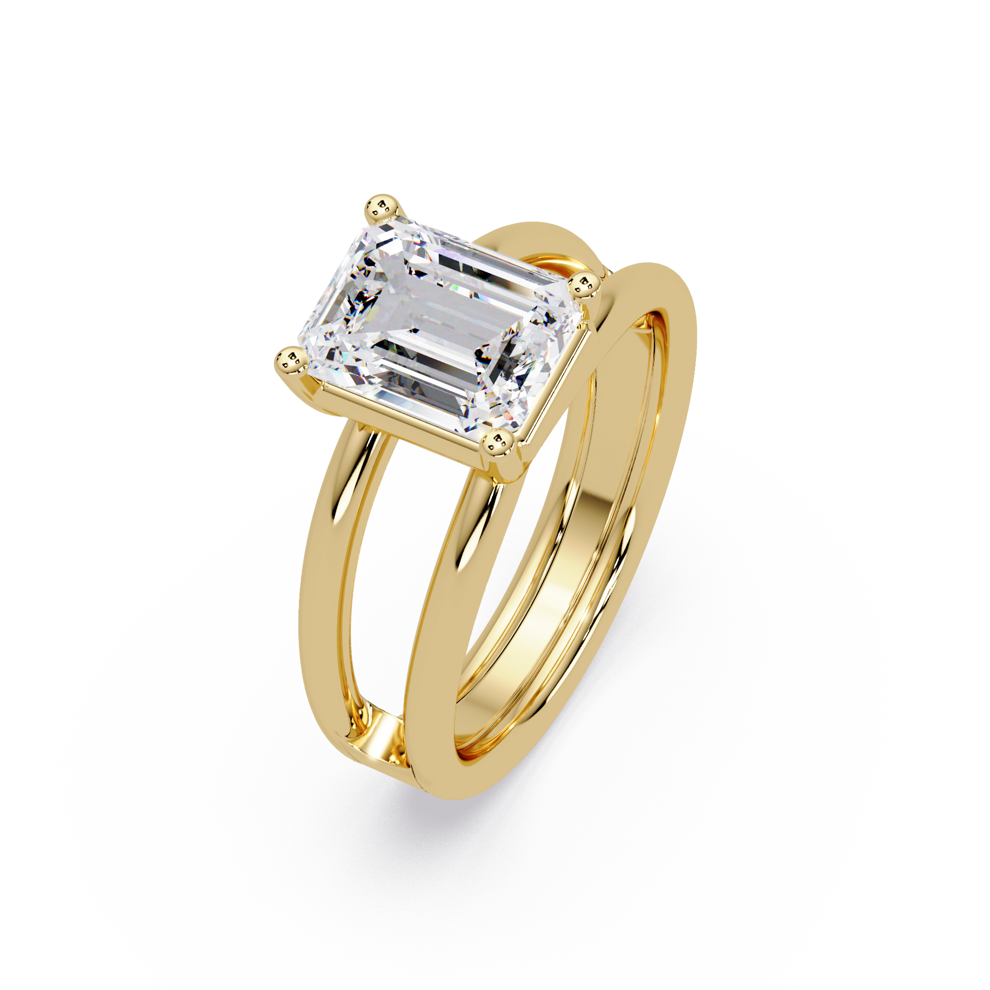 Exquisite East-West Emerald Cut Diamond Ring