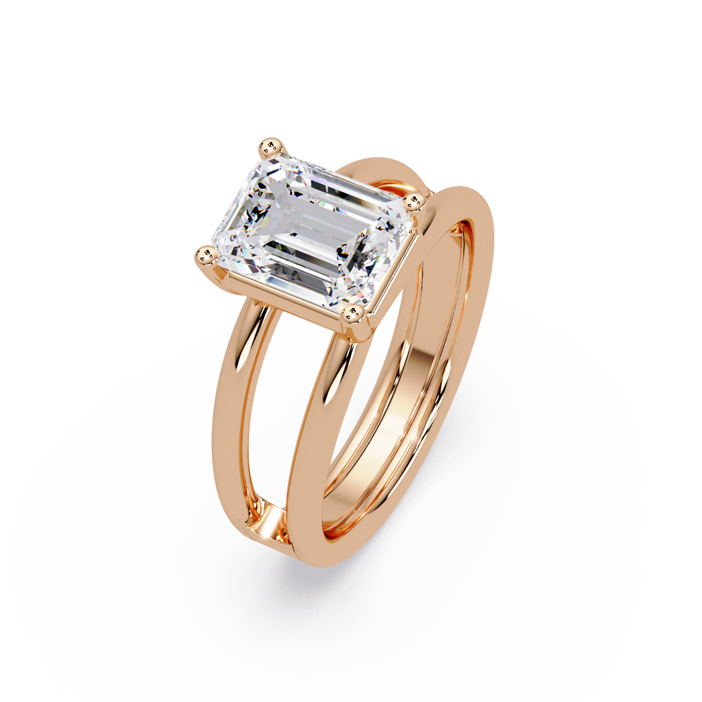 Exquisite East-West Emerald Cut Diamond Ring