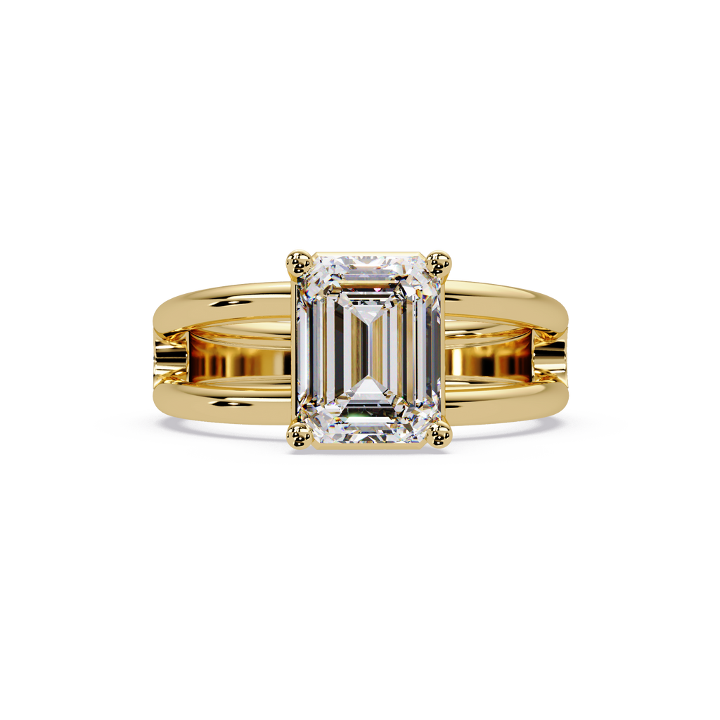 Exquisite East-West Emerald Cut Diamond Ring