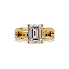 Exquisite East-West Emerald Cut Diamond Ring