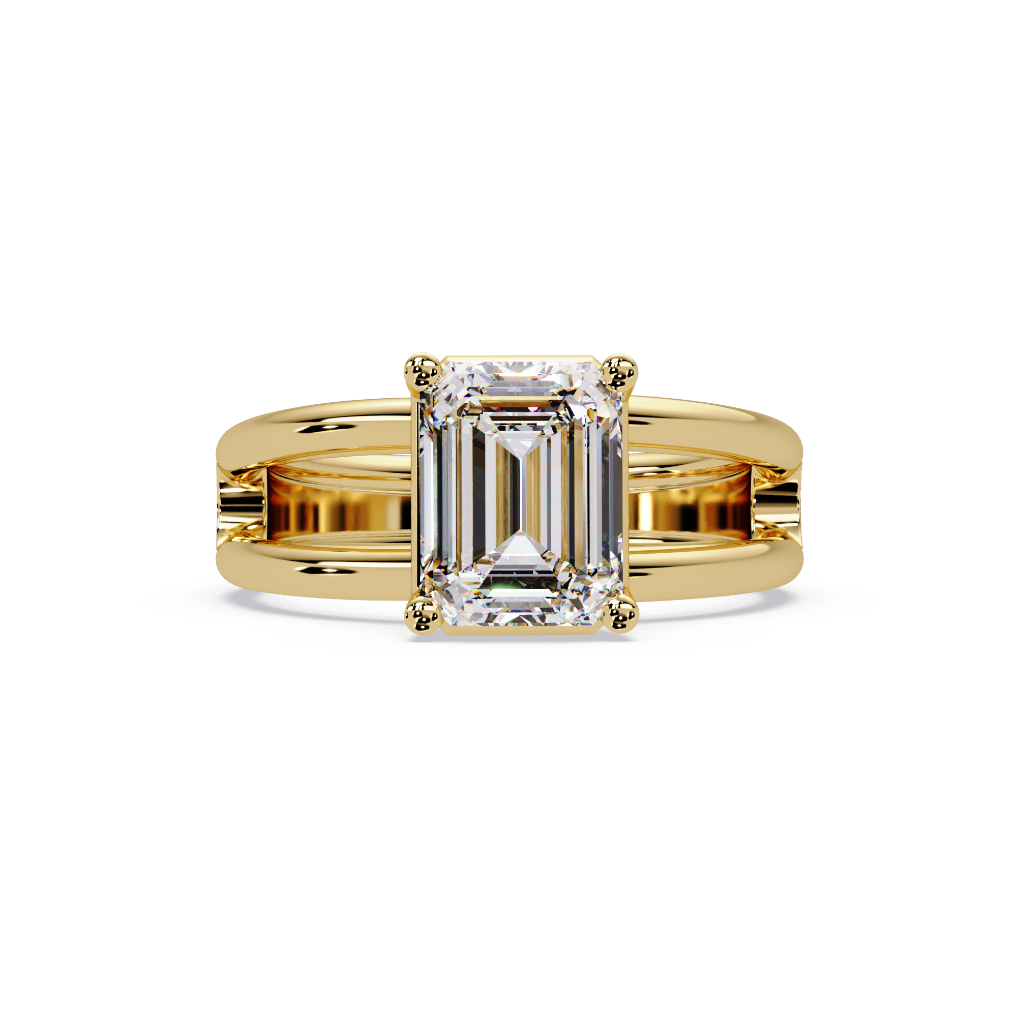 Exquisite East-West Emerald Cut Diamond Ring