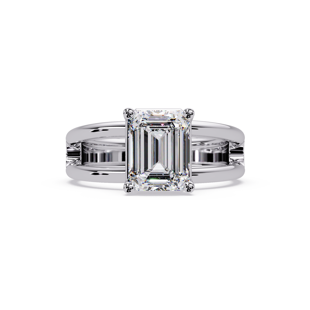 Exquisite East-West Emerald Cut Diamond Ring