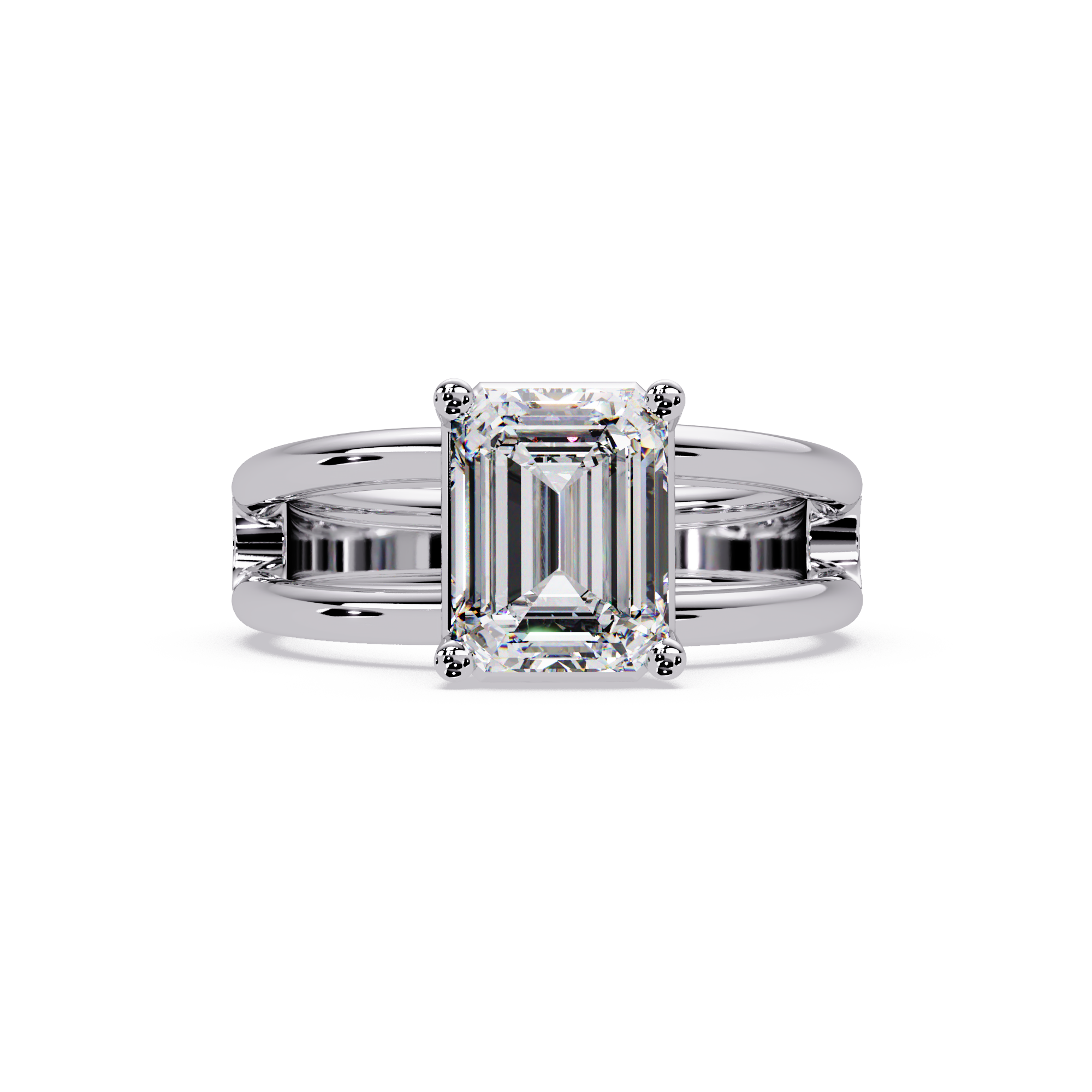 Exquisite East-West Emerald Cut Diamond Ring