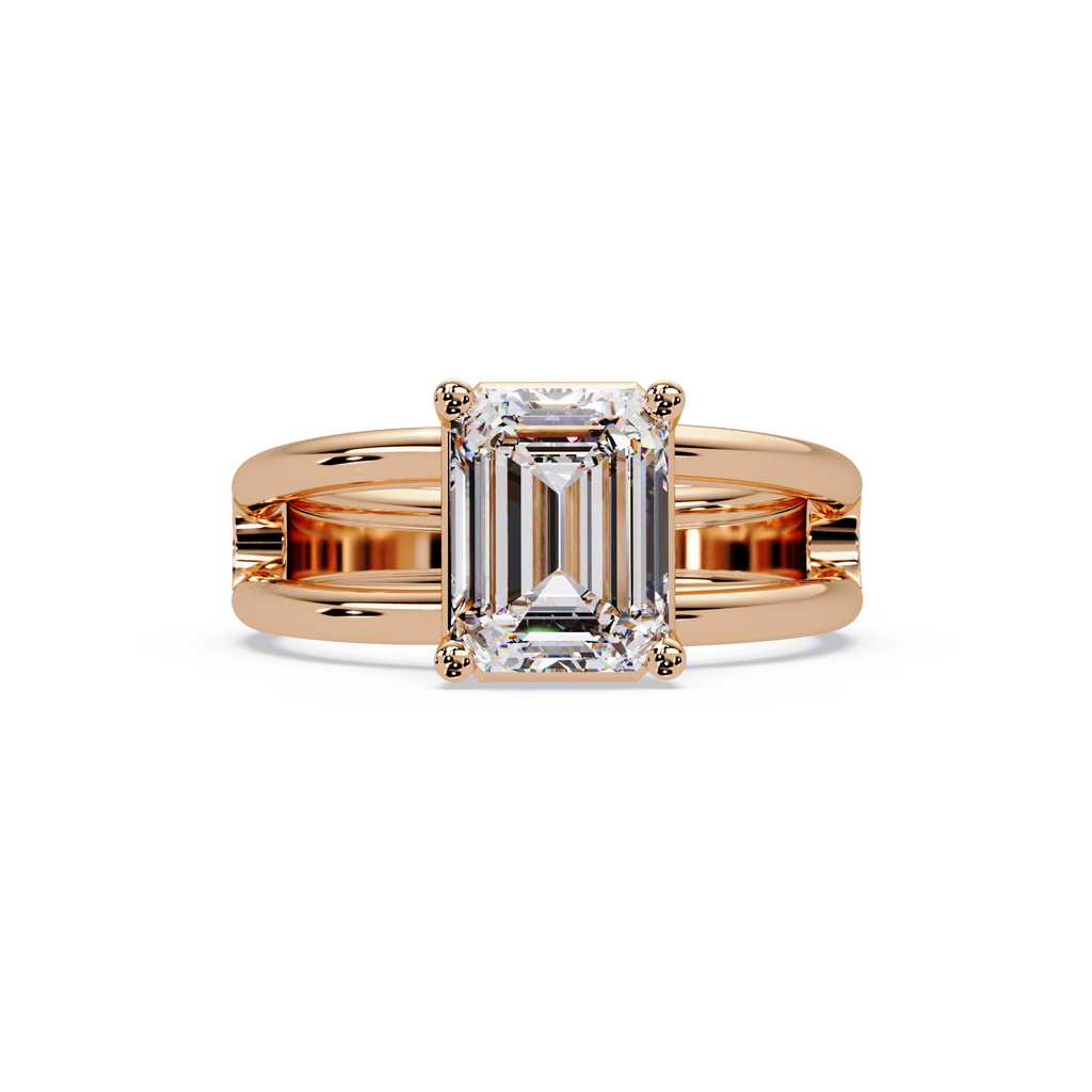 Exquisite East-West Emerald Cut Diamond Ring