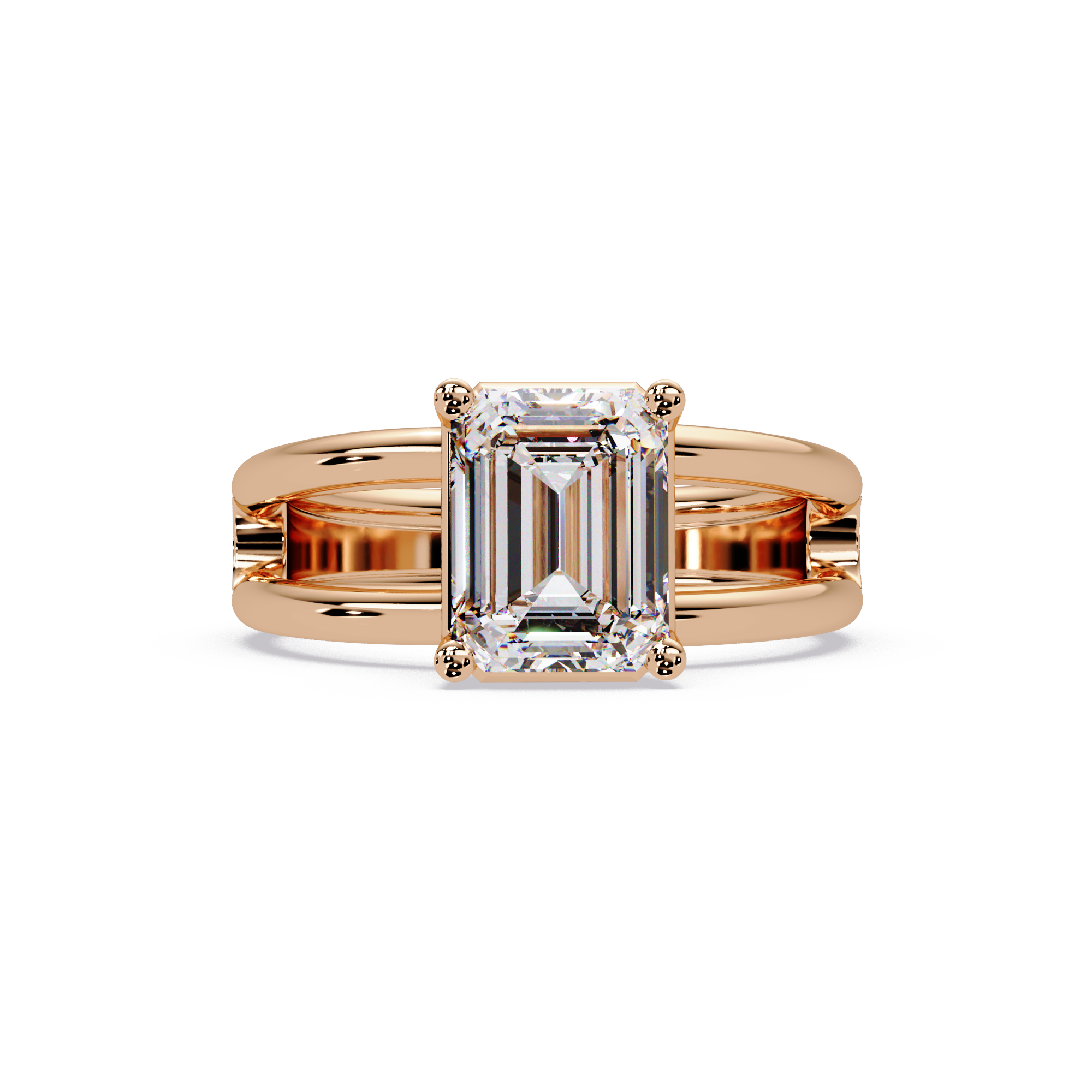 Exquisite East-West Emerald Cut Diamond Ring