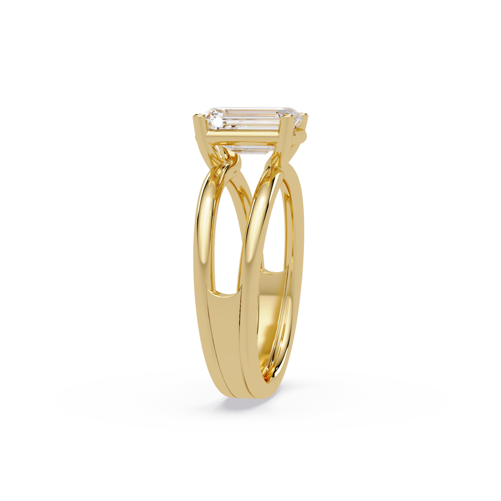 Exquisite East-West Emerald Cut Diamond Ring