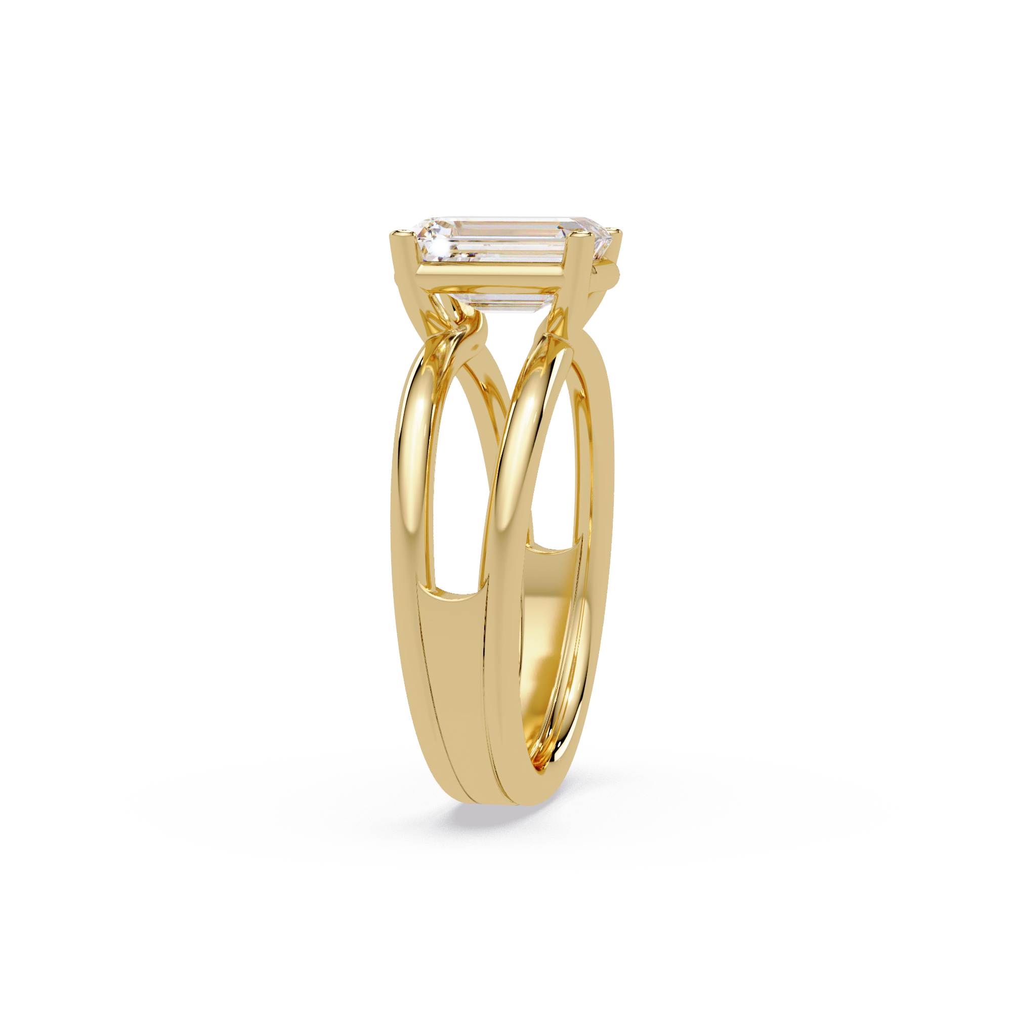 Exquisite East-West Emerald Cut Diamond Ring