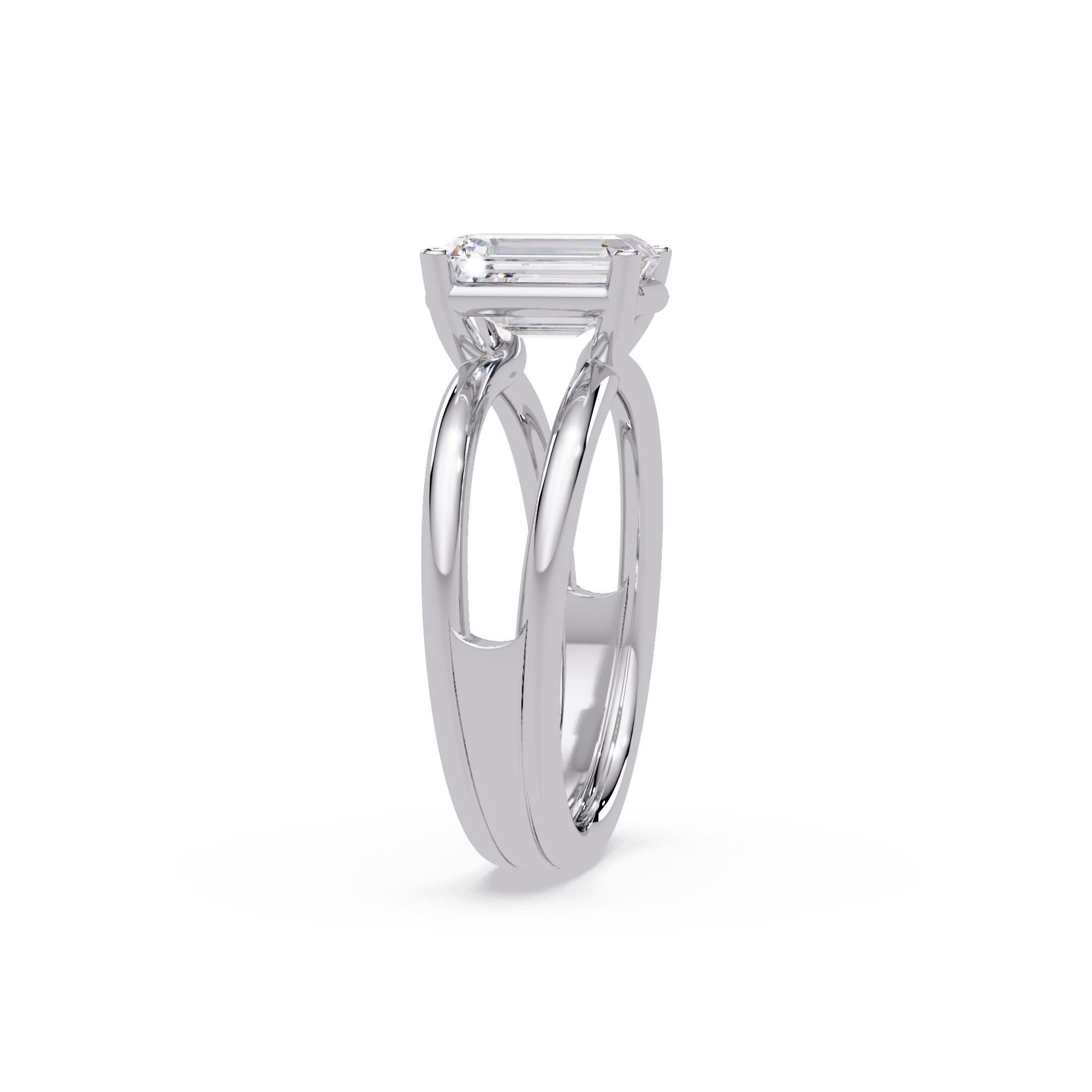 Exquisite East-West Emerald Cut Diamond Ring