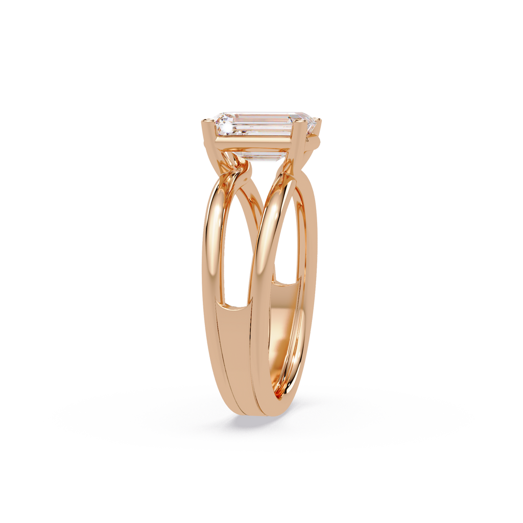 Exquisite East-West Emerald Cut Diamond Ring
