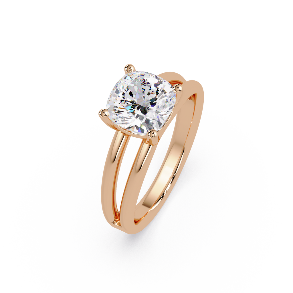 Exquisite Cushion Cut Diamond Split Dual-Band Ring